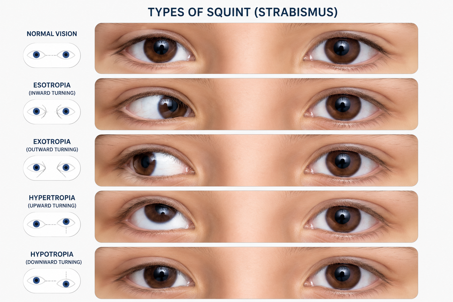 Types of squint (strabismus)